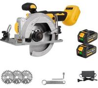Scie circulaire électrique, Moteur sans balai, Angle de coupe réglable, 2xSet de piles