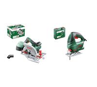 Scie circulaire filaire Bosch - PKS 55 A (1200W, livrée avec lame pour bois, butée Parallèle) & Scie Sauteuse Filaire Bosch - PST 650 (500 W, Livrée avec Coffret de Rangement et 1 Lame de Scie)