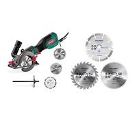 Scie Circulaire, HYCHIKA 750W 3500RPM Petite Scie Circulaire, 3 Lames(115 & 125mm) & Lames de Scie Circulaire 115 mm, HYCHIKA Mini Scie Circulaire 3 Lames (1 * 24T TCT Lames de Scie, 1 * 60T HSS