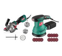 Scie Circulaire, HYCHIKA 750W 3500RPM Petite Scie Circulaire, 3 Lames(115 & 125mm) & Ponceuse Excentrique, HYCHIKA 6 Vitesses Variables 300W 13000RPM Ponceuse Orbitale