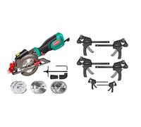 Scie Circulaire, HYCHIKA 750W 3500RPM Petite Scie Circulaire, 6 Lames(115 & 125mm) & Amazon Basics Serre-joints une main Lot de 6 pièces - 2 pièces 10,16 cm, 4 pièces 15,24 cm