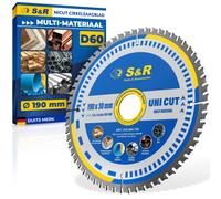 Scie circulaire, lame de 190 x 30 mm, 60 dents en carbure de tungstène (TCT), modèle Multicut pour bois, métal et plastique
