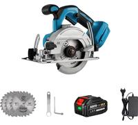 Scie circulaire, moteur sans balais, angle de coupe réglable, jeu de batteries 1x3,0 Ah