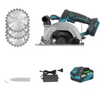 Scie circulaire, moteur sans balais, profondeur de coupe réglable, 1 kit de batteries