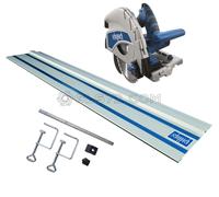 Scheppach Scie plongeante PL75 | Rail de guidage de 1400mm | Puissance 1600W | Profondeur de coupe 75mm | Lame de 160mm 36D | Inclinable avec protection contre le basculement jusqu'à 45°