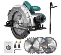 Scie Circulaire Professionnelle 1200 W, Lame 185 mm, Profondeur de Coupe de 65 mm, scie circulaire portative pour le bois, lames carbure 24T/40T/60T incluses, 5200 RPM, coupes d'onglet de 0 à 45°