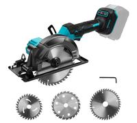 Scie Circulaire Sans Fil 18V Compatible Makita, Moteur Sans Balais 5800 tr/min, Profondeur de Coupe 55 mm, 3 Lames Incluses, Coupe d'Onglet 0-45°, pour Bois, Métal et Pierre (Batterie Non Incluse)