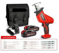 Scie circulaire sans fil 20V avec batterie et chargeur rapide - Scie électrique pour bois, métal et PVC