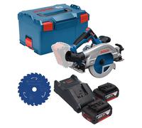 Scie circulaire sans fil Bosch GKS 18V-57-2 GX Professional 18 V 165 mm sans balais + 2 batteries 5,0 Ah + chargeur + L-Boxx