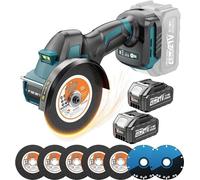 Scie circulaire sans fil compacte, profondeur de coupe de 40 mm, compatible avec les batteries 18V. Scie pour bois, métal et PVC, scie circulaire sans fil de 4 pouces avec 2 batteries de 4000 mAh, mot