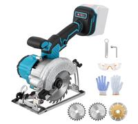 Scie circulaire sans fil compatible avec batterie Makita 18 V, mini scie circulaire manuelle sans balais avec 2 lames de scie (125 mm), profondeur de coupe 45 mm, angle réglable de 0 à 45 ° pour bois