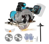 Scie circulaire sans fil compatible avec Makita 18 V 20 V, 6 200 tr/min, scie circulaire sans balais avec 2 lames de 150 mm, profondeur et angle de coupe 50 mm (90 °) à 33 mm (45 °) pour bois, métal