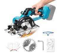Scie circulaire sans fil de 14 cm pour batterie Makita 18 V, 6000 tr/min, mini scie circulaire manuelle sans balais avec 3 niveaux réglables, lames de scie (140 mm), idéale pour le bois, le plastique
