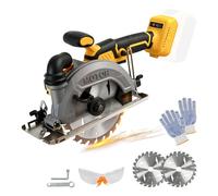 Scie circulaire sans fil de 15,2 cm compatible avec batterie Dewalt 18 V 20 V, profondeur de coupe profonde maximale 50 mm, mini scie circulaire sans balais de 0 à 45° avec 2 lames (150 mm) pour
