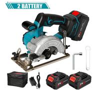 Scie circulaire sans fil et rabot électrique - Outillage sans fil pour le travail du bois - Moteur sans balais - 21 V - Profondeur de rabotage : 45 mm - 2 batteries - 12,7 cm