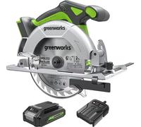 Scie circulaire sans fil Greenworks 24V, modèle GD24KSK2, scie circulaire portative, moteur sans balais, 4800 tr/min