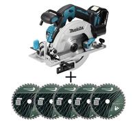 Scie circulaire sans fil Makita 18 V DHS680 vendue en kit avec 5 lames de scie circulaire TCT en carbure de tungstène de 165 mm -