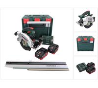 Scie circulaire sans fil Metabo KS 18 LTX 66 BL, 18 V, 165 mm, avec 2 batteries de 5,5 Ah, un chargeur, une guide de coupe et une boîte de rangement metaBOX