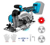 Scie circulaire sans fil pour batterie au lithium Makita 18 V, mini scie circulaire manuelle sans balais avec 3 lames de scie, mini scie circulaire pour couper le carrelage et le bois (150 mm)