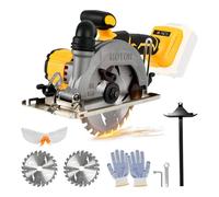Scie circulaire sans fil pour Dewalt 18 V 20 V, 6 200 tr/min, scie circulaire sans balais avec 2 lames de 150 mm, profondeur et angle de coupe 50 mm (90 °) à 33 mm (45 °) pour bois, métal souple