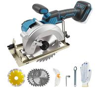 Scie Circulaire Sans Fil pour Makita 18V, Portative Scie Circulaire avec 3 Lames de Scie, Lunettes de Protection, Gants et 2 Clés, Coupe à Onglet de 0 à 45° pour Bois,Métal Mou,Carreaux(Sans Batterie)