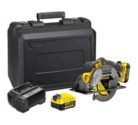 Stanley - Scie circulaire sans fil 18 V 165 mm, 2 batteries 4,0 Ah Li-Ion, chargeur SFMCS500M2K-QW