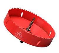 Scie cloche - 160 mm - Acier rapide HSS M42 bi-métal - Scie-cloche avec tige hexagonale et foret pour bois, construction sèche et tôle métallique - 1 pièce - Rouge