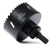 Scie cloche - 89 mm - Acier rapide HSS M42 bi-métal - Scie-cloche avec tige hexagonale et foret pour bois, construction sèche et tôle métallique - 1 pièce - Noir
