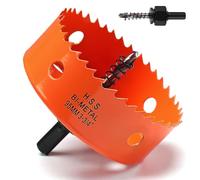 Scie cloche - 95 mm - Orange - Acier rapide HSS M42 bi-métal - Scie cloche avec tige hexagonale et foret avec profondeur de coupe de 35 mm - Pour bois, construction sèche et tôle métallique