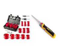 Scie Cloche Bi-métal, HYCHIKA 17 PCS Coffret de Scie Trépan avec 11PCS Lames de Scie 20-68 mm & STANLEY FATMAX Scie pour Usage Général - Découpe du Plâtre - 8 Dents/Pouce - Denture Triple Biseaux