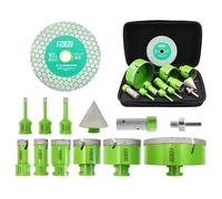 Scie Cloche Diamant Foret Carrelage - FACHLICH Jeu de Mèches Diamantées 13 pcs 6-110mm+20mm Fraise à Doigt+50mm Chanfrein+Adaptateur+125mm Disque de Coupe M14 Filetage Pour Céramique Marbre etc