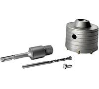 Scie cloche pour mur ciment Ø 100 mm Couronne carotteuse à sec + adaptateur SDS PLUS + pointe centrage 8 x 110 mm (100 mm)