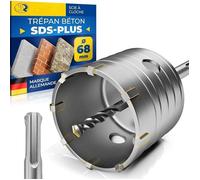 Scie Cloche Trépan Béton 68 mm SDS Plus Couronne Carotteuse Foret à Beton Marbre Brique Pierre Maçonnerie Adaptateur et foret