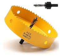 Scie cloche140mm, Scie Trépan avec adaptateur hexagonal et embout central, Bi-métal HSS M42 scie cloche pour plastique, aluminium, plaques de plâtre, Jaune