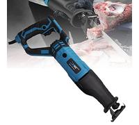 Scie de Boucher Électriques, Multifonction Scie Sabre pour Couper Viande Congelée, Os, Métal, Bois, Plastique, Corps de Machine Rotatif à 180°+ Réglage à 6 Vitesses (Color:Blue)