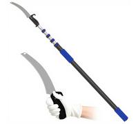 Scie d'élagage télescopique 4 m, scie manuelle avec manche télescopique, bleue, 1,3-4 m