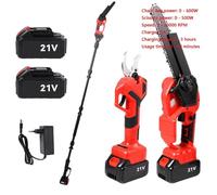 Scie élagage télescopique - 2 en 1 : scie élagage électrique et coupe-branches - Sans balais - Lame de 15,24 cm - Compatible avec Makita 21 V - Batterie incluse - Style H