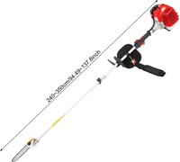 Scie élagage télescopique - Tronçonneuse à essence pour travaux en hauteur - Moteur 43cc - Télescopique, longueur 2,4–3,5 m - Idéale pour la taille des arbres et des haies - Rouge