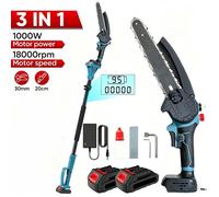 Scie Élagueuse - 8 pouces Tronçonneuse + Coupe-branches - Brushless, télescopique 1,2-2 m - Compatible batterie Makita 21V