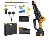 Scie Électrique, 600W de Puissance, Barre de Guidage de 6 pouces, 6inch CS-2S orange, deux batteries, Scies Électriques à Poteau