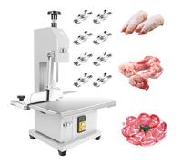 Scie électrique à os de 1000 W, table de travail en acier inoxydable de 18 x 14 pouces, coupe 0,04 à 3,9 pouces d'épaisseur, coupe-viande congelée avec 8 lames incluses