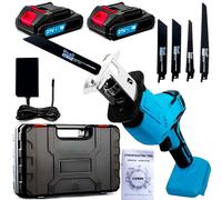 Scie électrique sans fil 21 V, 2 batteries, 4 lames, éclairage LED, vitesse variable