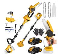 Scie électrique sans fil de 6 pouces, scie à perche télescopique, scie à perche pour jardinage, outil de coupe, compatible avec les batteries 21V Blue 8 inches：2 Battery