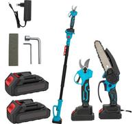 Scie électrique sans fil, perche télescopique, capacité de coupe, avec 2 batteries