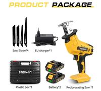 Scie électrique sans fil - Scie sabre - 18 V - Coffret comprenant 2 batteries - 3500 courses par minute - Course de 15 mm - Profondeur de coupe bois/plastique : 100 mm - Profondeur de coupe métal : 2 
