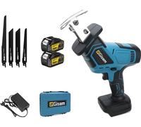 Scie pendulaire, moteur sans balais, utilisation d'une seule main, 2 batteries