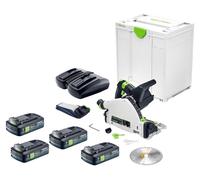 Scie plongeante sans fil Festool TSC 55 KEB-Basic 18 / 36 V 160 mm Brushless + 4 batteries 4,0 Ah + chargeur double + Systainer