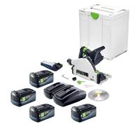 Scie plongeante sans fil Festool TSC 55 KEB-Basic 18 V / 36 V (2 x 18 V) 160 mm sans balais + 4 batteries 5,0 Ah + chargeur + Systainer