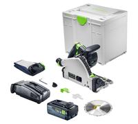 Scie plongeante sans fil Festool TSC 55 KSEB-Basic 18 V 160 mm Brushless + 1 batterie 8,0 Ah + chargeur rapide + Systainer