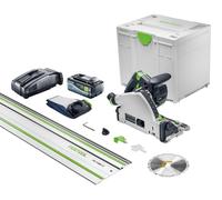 Scie plongeante sans fil Festool TSC 55 KSEB-Basic-FS 18 V 160 mm Brushless + 1 batterie 8,0 Ah + chargeur + rail de guidage + Systainer